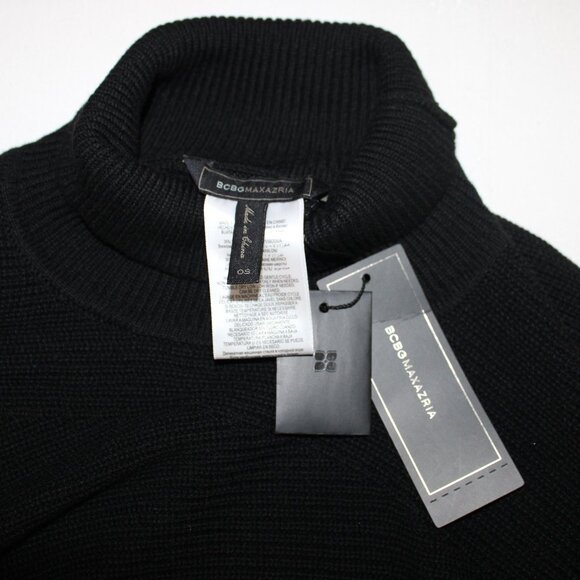 BCBGMaxAzria Asymmetrical Turtleneck Ribbed Poncho, OS (NWT) - Picture 6 of 7